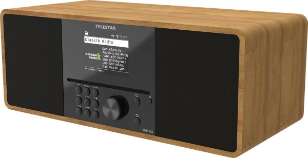 Radio internetowe z odtwarzaczem CD Telestar TOP 300 Holz Internet, DAB+, fale metrowe (VHF) z pilotem drewno