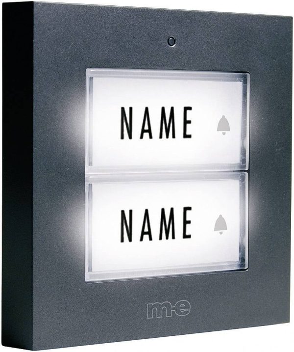 m-e modern-electronics KTB-2 A Płytka do dzwonka z nazwiskiem 2 x antracytowy 12 V/1 A