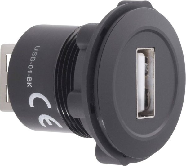 TRU COMPONENTS USB-01-BK Gniazdo USB 2.0 do zabudowy złącze żeńskie do wbudowania Złącze żeńskie USB typu A na Złącze że