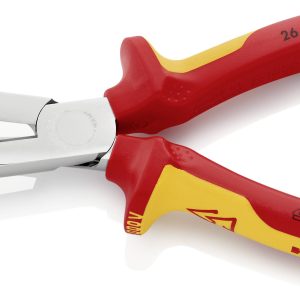 Knipex 26 26 200 VDE Szczypce płaskie, okrągłe wygięte pod kątem 45° stal elektrotechniczna wanadowa 200 mm Knipex 26 26 200 VDE Szczypce płaskie, okrągłe wygięte pod kątem 45° stal elektrotechniczna wanadowa 200 mm