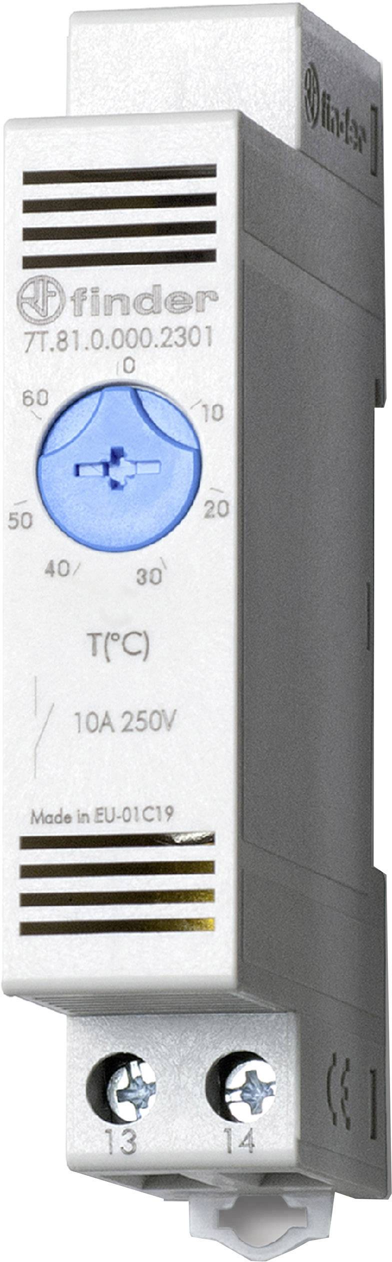 Finder Termostat do ogrzewania szafy rozdzielczej 7T.81.0.000.2301 250 V/AC 1 NO (D x S x W) 88.8 x 17.5 x 47.8 mm 1 szt - obrazek 1