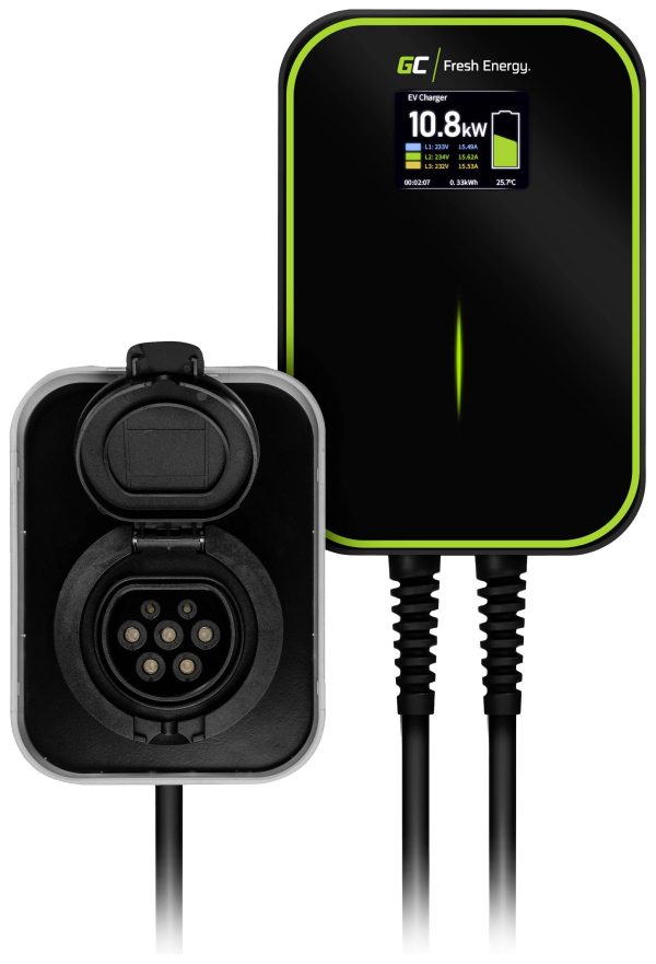 Stacja ładowania samochodów elektrycznych Green Cell EV PowerBox, EV15RFID, Typ 2, 22 kW, 6 m