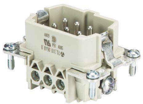 Wstawka pinowa męska BAS 70.310.0640.0 Wieland Electric Łączna ilość styków 6 + PE 1 szt. - obrazek 1