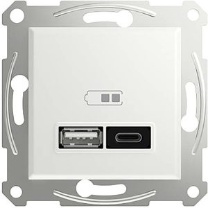 Schneider Electric Gniazdo USB Asfora biały (błyszczący) EPH2770421D 1 szt. Schneider Electric Gniazdo USB Asfora biały (błyszczący) EPH2770421D 1 szt.