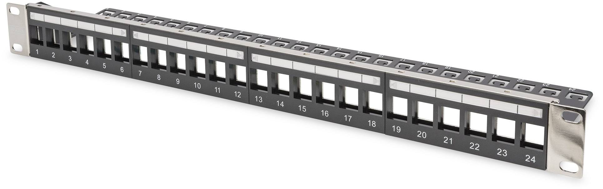 Digitus DIGITUS - Modulares Patchpanel für Keystone Jacks 1HE - unbestückt 24 Porty Patchpanel 483 mm (19") brak specyfi - obrazek 1