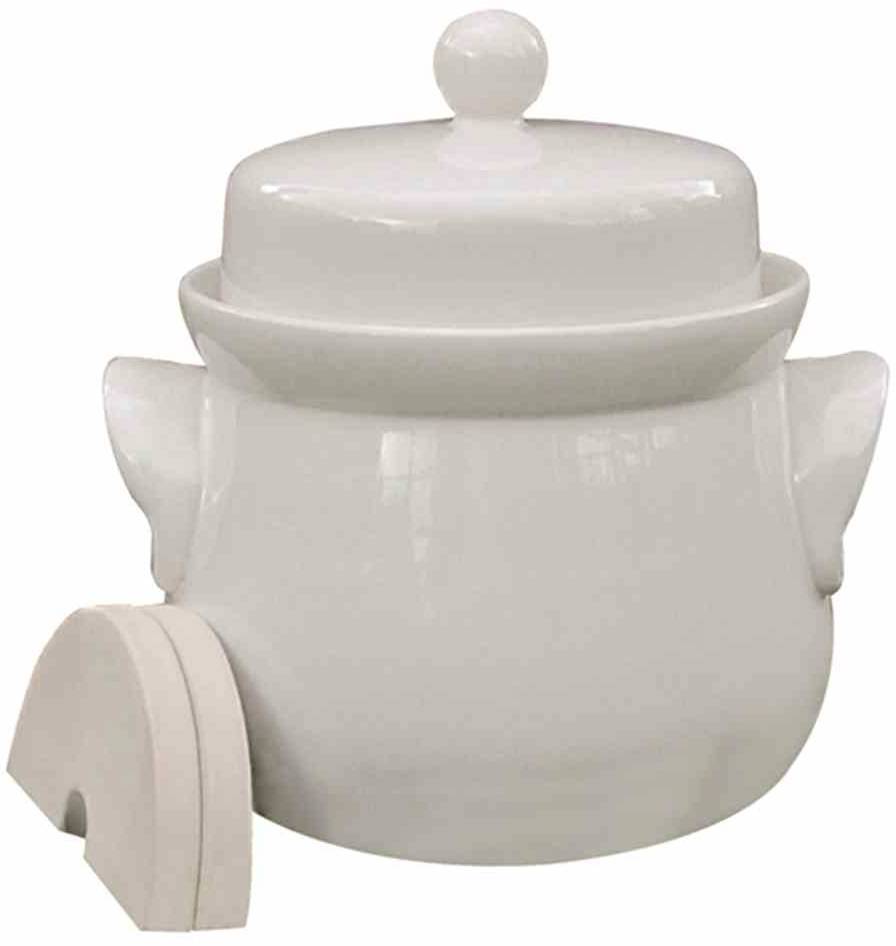 3202 Mini-Gärtopf creme 2,0 l mit Deckel und Steinen Garnek do fermentacji - obrazek 1