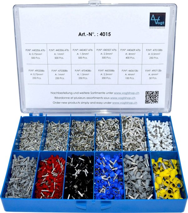 Vogt Verbindungstechnik 4015 Zestaw końcówek rurkowych 0.5 mm², 6 mm² z częściową izolacją srebrny, biały, szary, czerwo