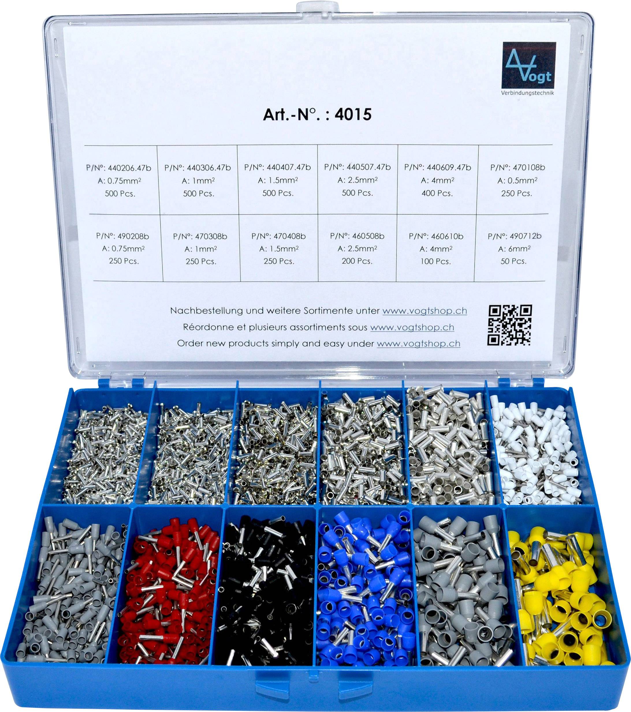 Vogt Verbindungstechnik 4015 Zestaw końcówek rurkowych 0.5 mm², 6 mm² z częściową izolacją srebrny, biały, szary, czerwo - obrazek 1