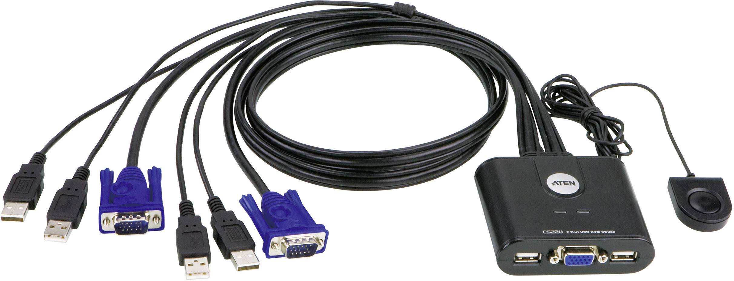 Przełącznik KVM, VGA ATEN CS22U-AT, USB, 2048 x 1536 Pixel, Ilość przełączalnych PC: 2 - obrazek 1