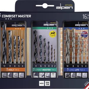 Alpen 0000811003100 Combiset Master 16 szt. Komplet wierteł uniwersalnych metal, kamień, beton, drewno, wyrób kamieniars Alpen 0000811003100 Combiset Master 16 szt. Komplet wierteł uniwersalnych metal, kamień, beton, drewno, wyrób kamieniars