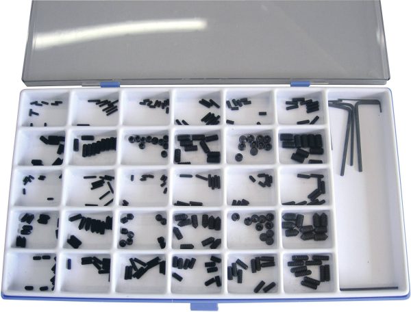 Wkręty dociskowe, DIN 913, DIN914, DIN 916, DIN 11, M2 – M6, zestaw, 306 szt.