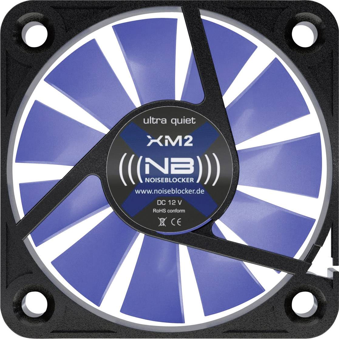 NoiseBlocker BlackSilent XM-2 Wentylator do obudowy PC czarny, niebieski (przezroczysty) (S x W x G) 40 x 40 x 10 mm - obrazek 1