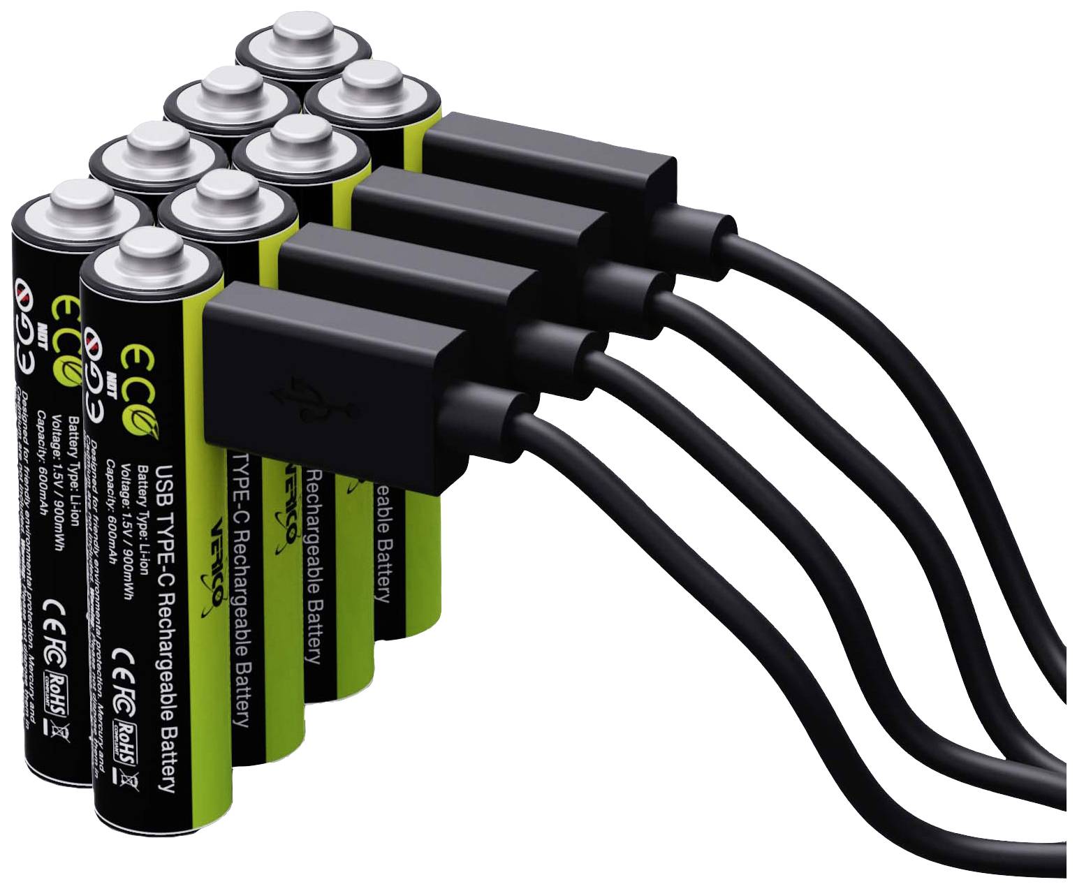 Akumulator AAA/R03 Verico LoopEnergy ładowanie po przez USB-C , Li-Ion, 600 mAh, 1.5 V, 8 szt. - obrazek 1