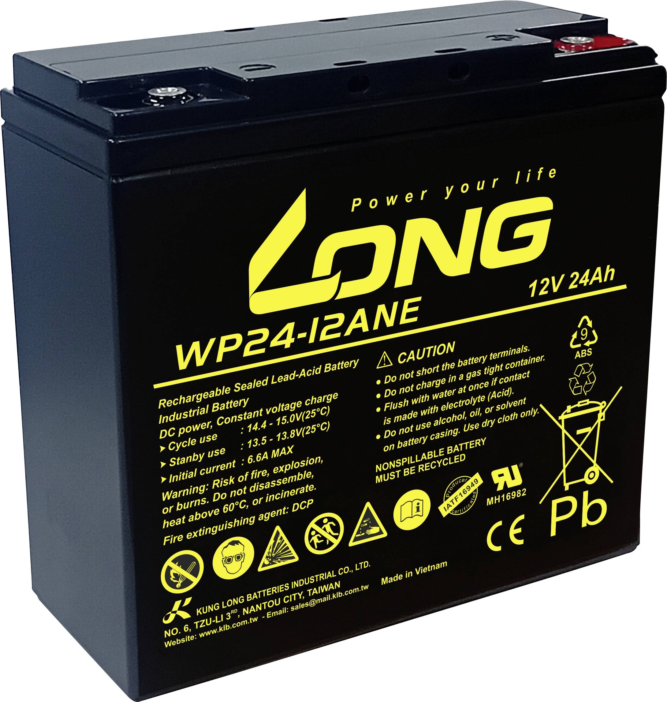 Long WP24-12ANE-M Akumulator ołowiowy AGM 24 Ah 12 V 1 szt. - obrazek 1
