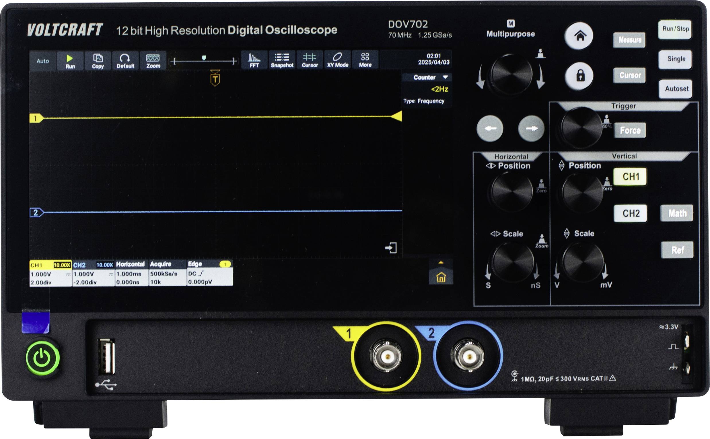 Oscyloskop cyfrowy VOLTCRAFT DOV702 70 MHz 1.25 GSa/s - obrazek 1
