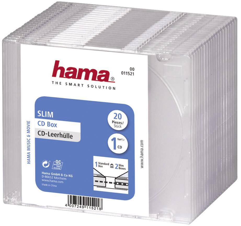 Hama Pokrowiec Slim CD 00011521 1 CD/DVD/Blu-Ray przeźroczysty polistyren 20 szt. - obrazek 1