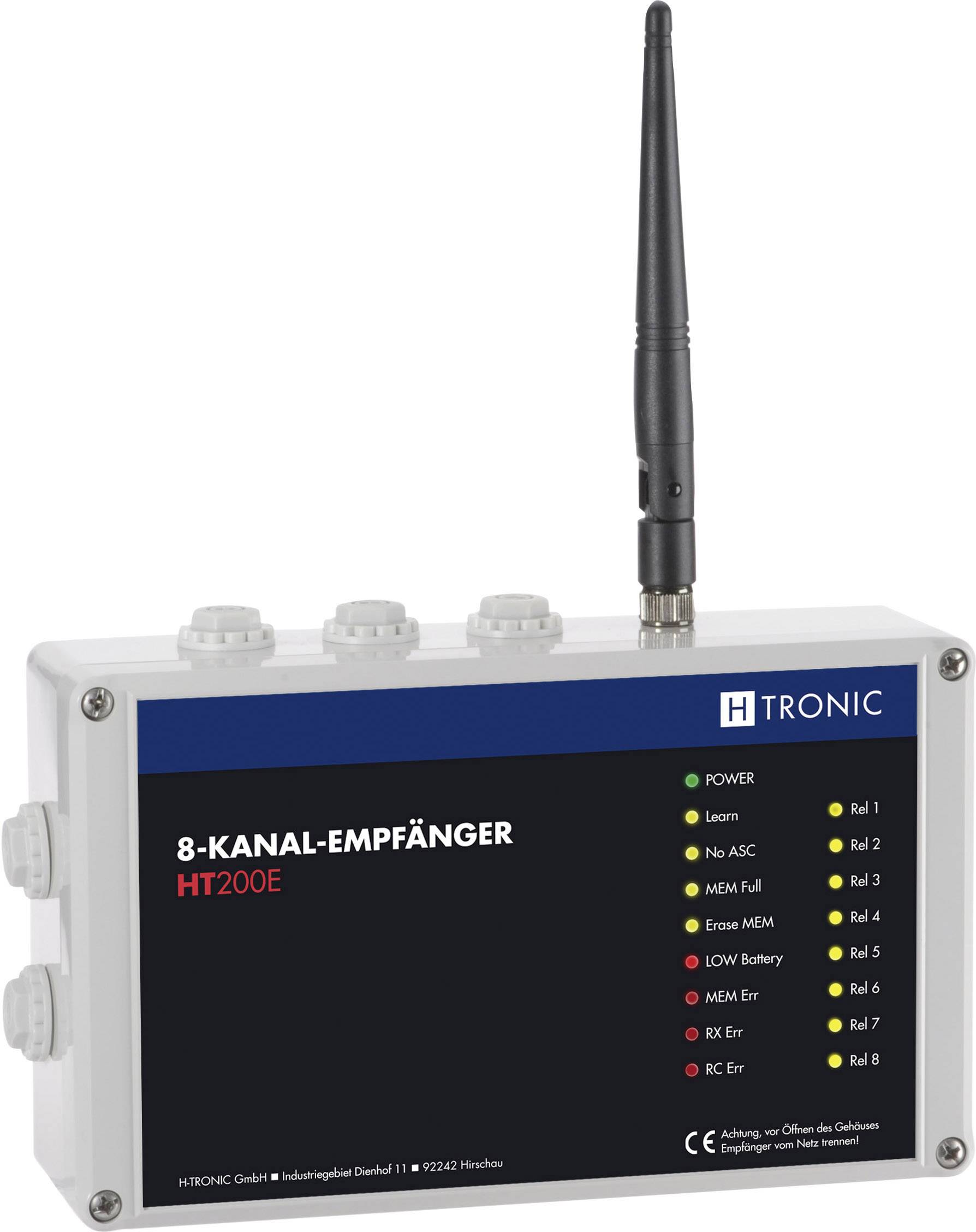H-Tronic HT200E Odbiornik radiowy 8-kanałowy Częstotliwość 868.35 MHz, 869.05 MHz, 869.55 MHz 12 V Zasięg maksymalny 200 - obrazek 1