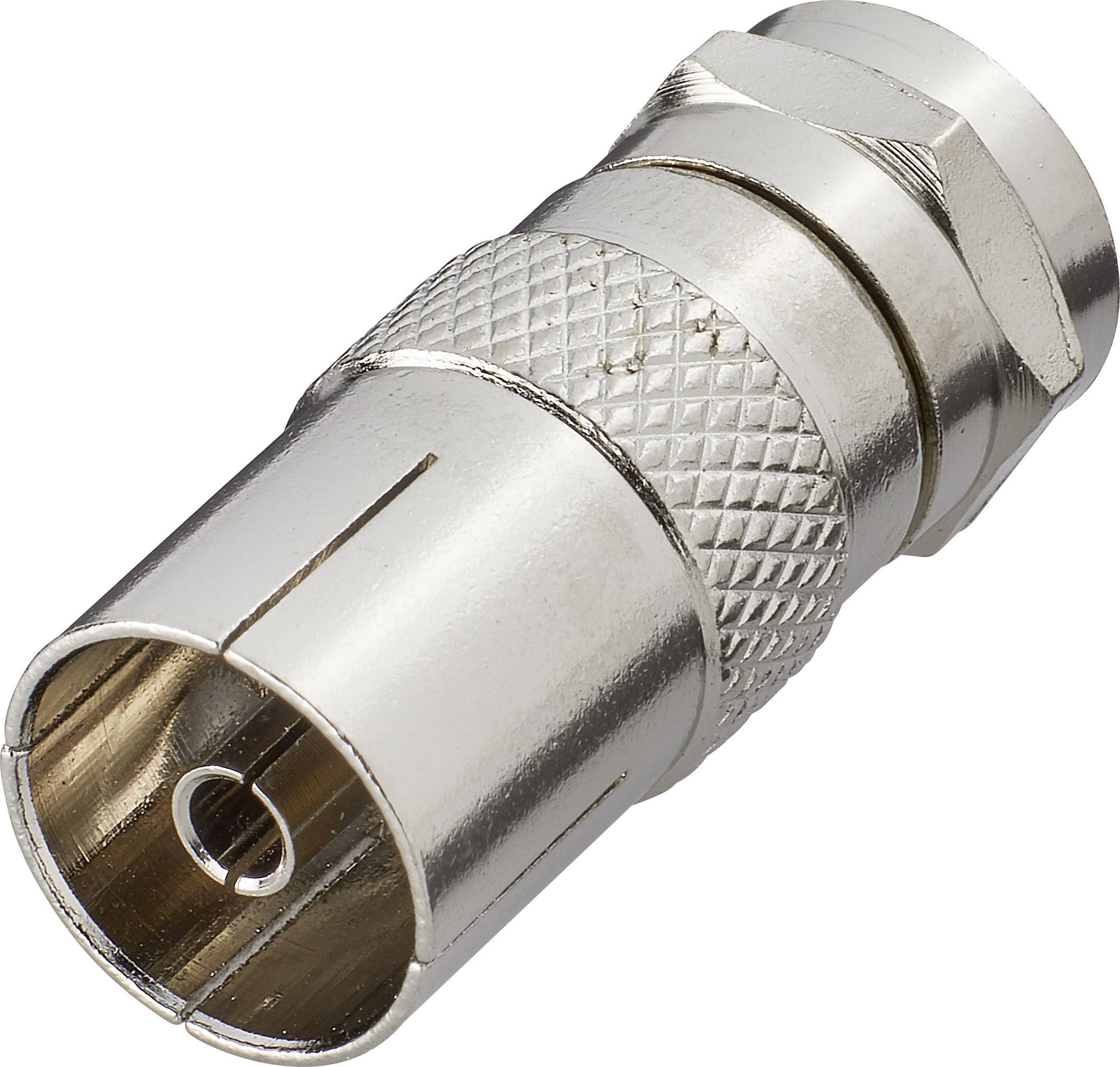 Adapter F-coax [złącze męskie F - złącze żeńskie antenowe 75 Ω] srebrny Renkforce - obrazek 1