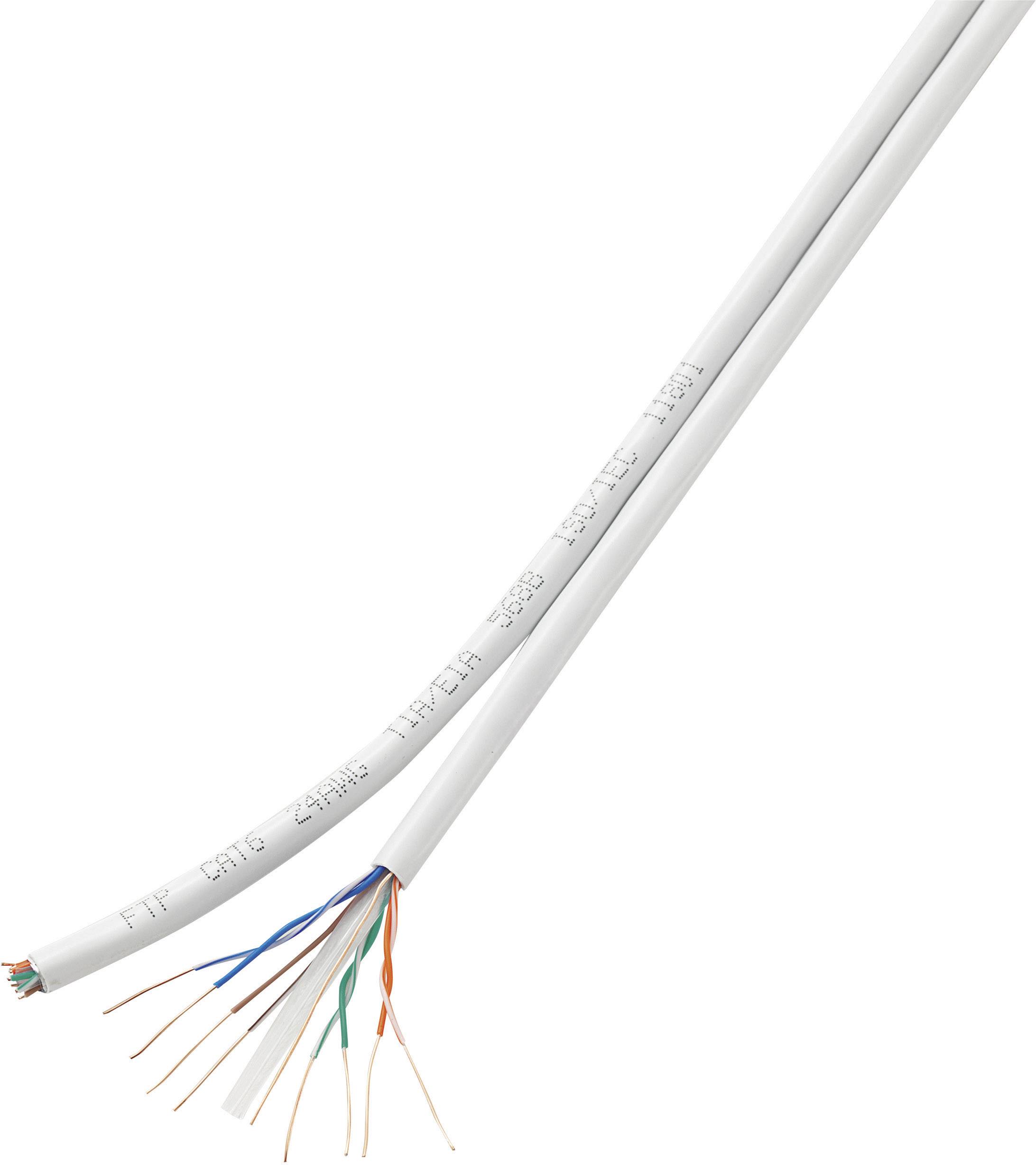 TRU COMPONENTS Przewód sieciowy CAT 6 U/UTP 8 x 2 x 0.196 mm² biały 100 m - obrazek 1