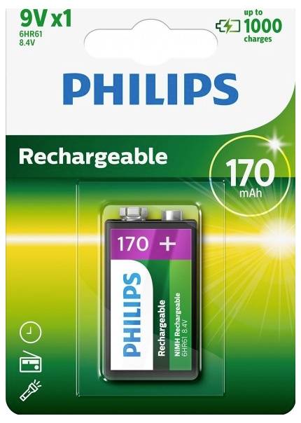 Akumulator 9 V, NiMH Philips HR22 2871, 170 mAh, 8.4 V, 1 szt.