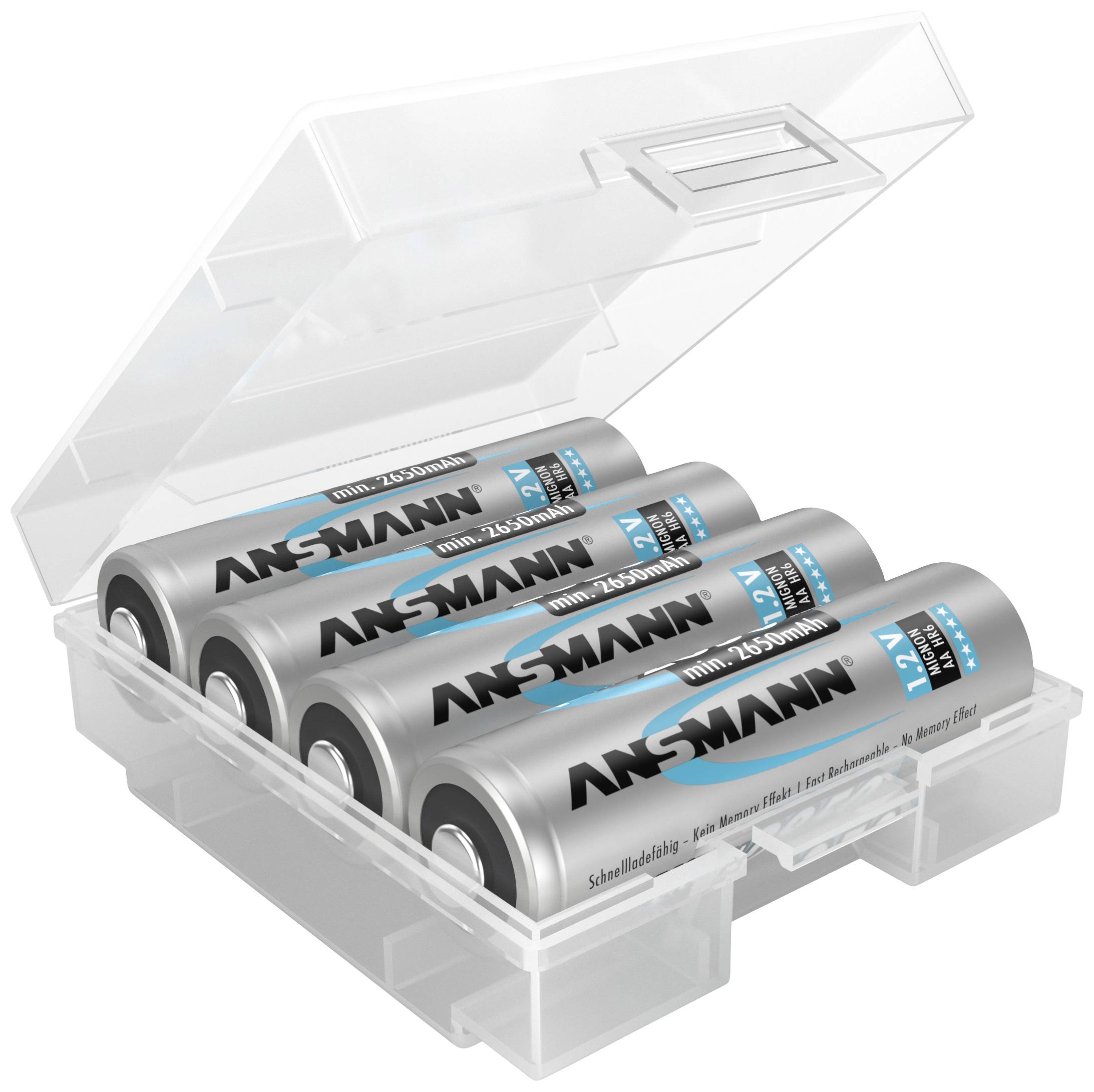 Pojemnik na baterie Ansmann, dla 4 baterii AA lub AAA, 67 x 55 x 22 mm - obrazek 1