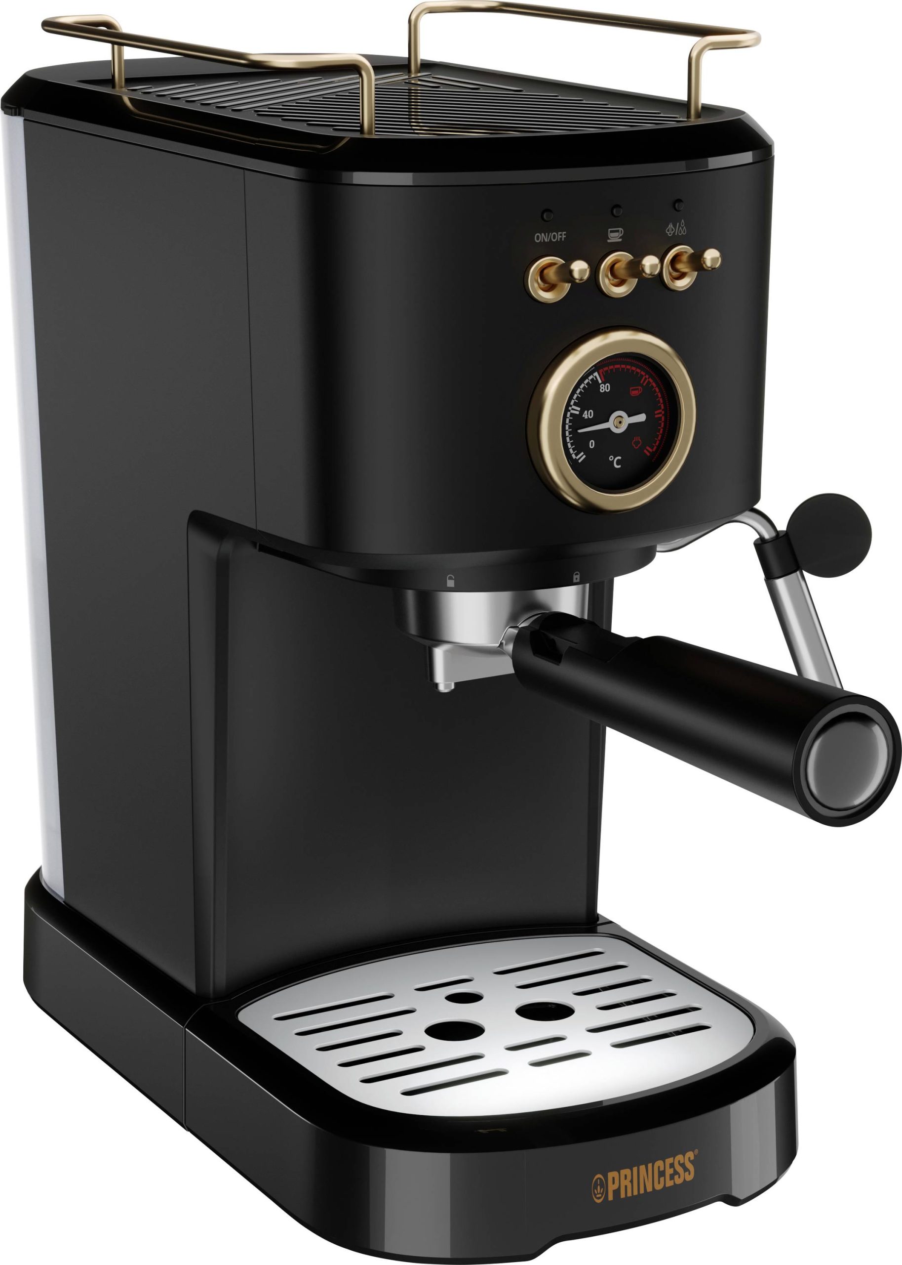 Princess Ekspres do espresso czarny 1100 W z dyszą spieniającą mleko - obrazek 1