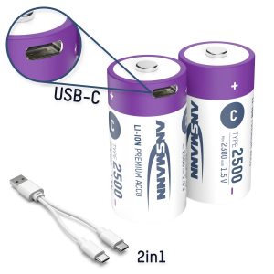 Akumulator C/R14 Ansmann LR15 USB-C Li-Ion 2500 mAh 1.5 V 2 szt. Akumulator C/R14 Ansmann LR15 USB-C Li-Ion 2500 mAh 1.5 V 2 szt.