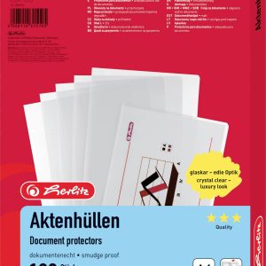 Herlitz Koszulka na dokumenty 10843746 DIN A4 PP 0.11 mm kryształowo-czysty 10843746 100 szt.