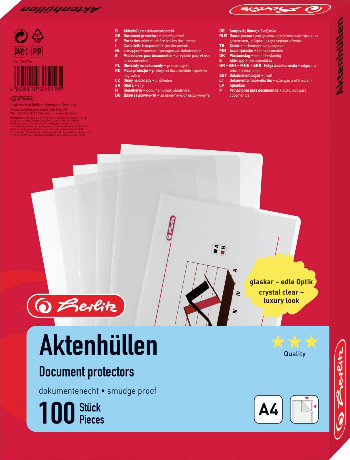 Herlitz Koszulka na dokumenty 10843746 DIN A4 PP 0.11 mm kryształowo-czysty 10843746 100 szt. - obrazek 1