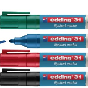 Marker do flipchartu Edding 4-31-4 4-31-4 1.5 – 3 mm czarny, czerwony, niebieski, zielony 4 szt. Marker do flipchartu Edding 4-31-4 4-31-4 1.5 – 3 mm czarny, czerwony, niebieski, zielony 4 szt.