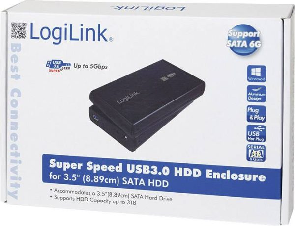 Obudowa dysku twardego 3,5″ (8,9 cm) 3.5 cal LogiLink Ua0107 UA0107, USB 3.2 Gen 1