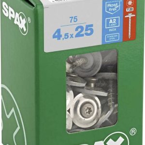 SPAX 4577000450257 Śruba blacharska 4.5 mm 25 mm T-STAR plus stal nierdzewna A2 75 szt. SPAX 4577000450257 Śruba blacharska 4.5 mm 25 mm T-STAR plus stal nierdzewna A2 75 szt.