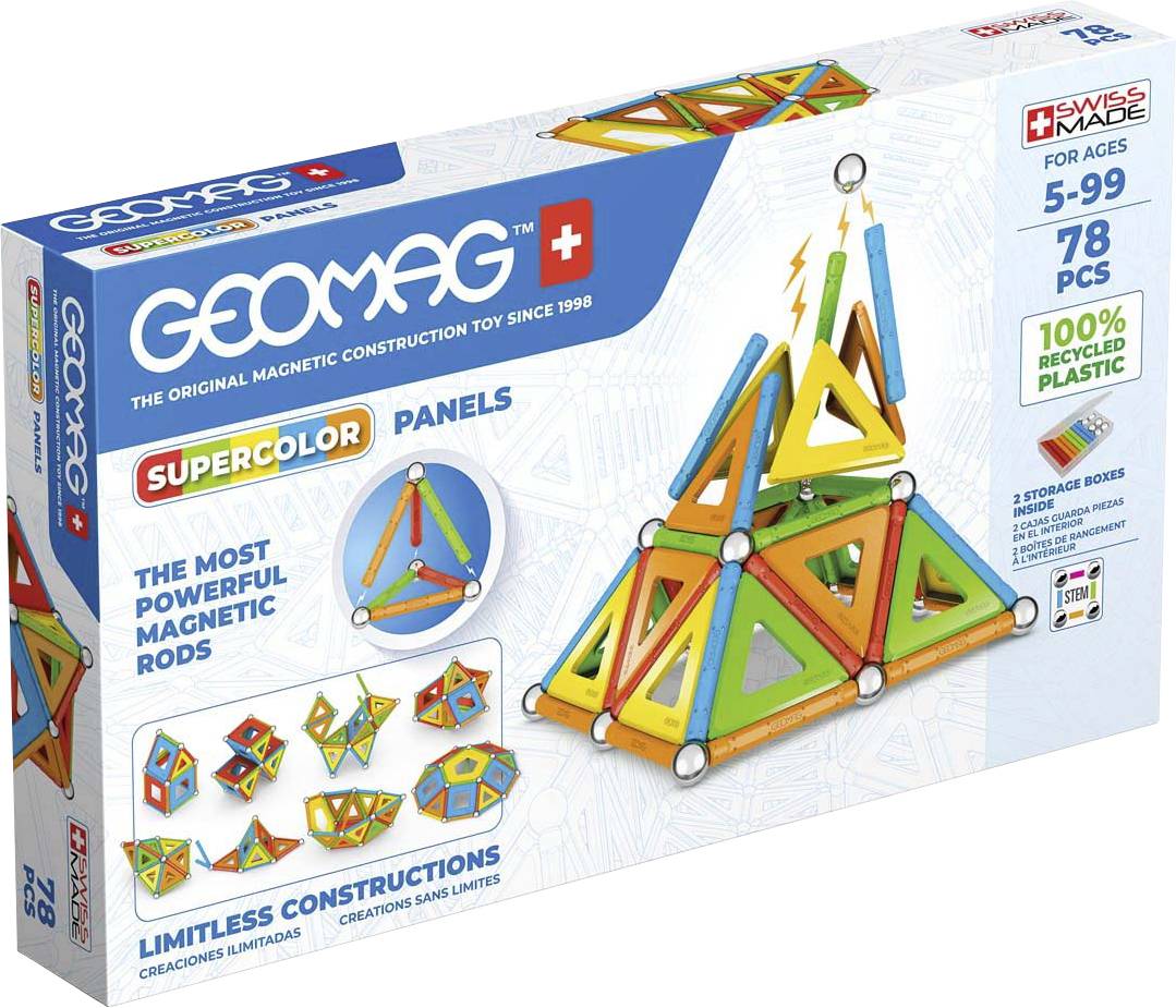 Geomag Supercolor Panels Zestaw elementów Zestaw konstrukcyjny Liczba części: 78 Klasa wiekowa: Od 3 lat pudełko - obrazek 1