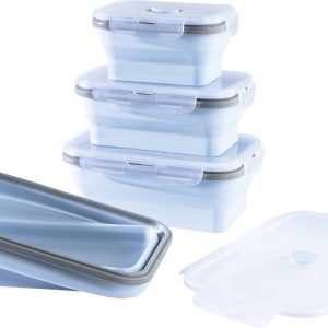 GourmetMaxx pojemniki magazynowe Zestaw 4-elementowy silikon jasnoniebieski 15096 GourmetMaxx pojemniki magazynowe Zestaw 4-elementowy silikon jasnoniebieski 15096