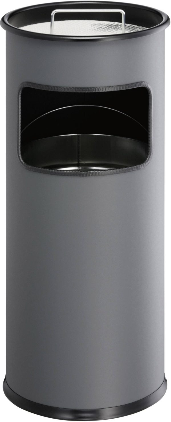 Durable METALL rund 333058 Kosz na papier 17 l metal (Ø x W) 260 mm x 620 mm antracytowy Zawiera popielniczkę 1 szt.