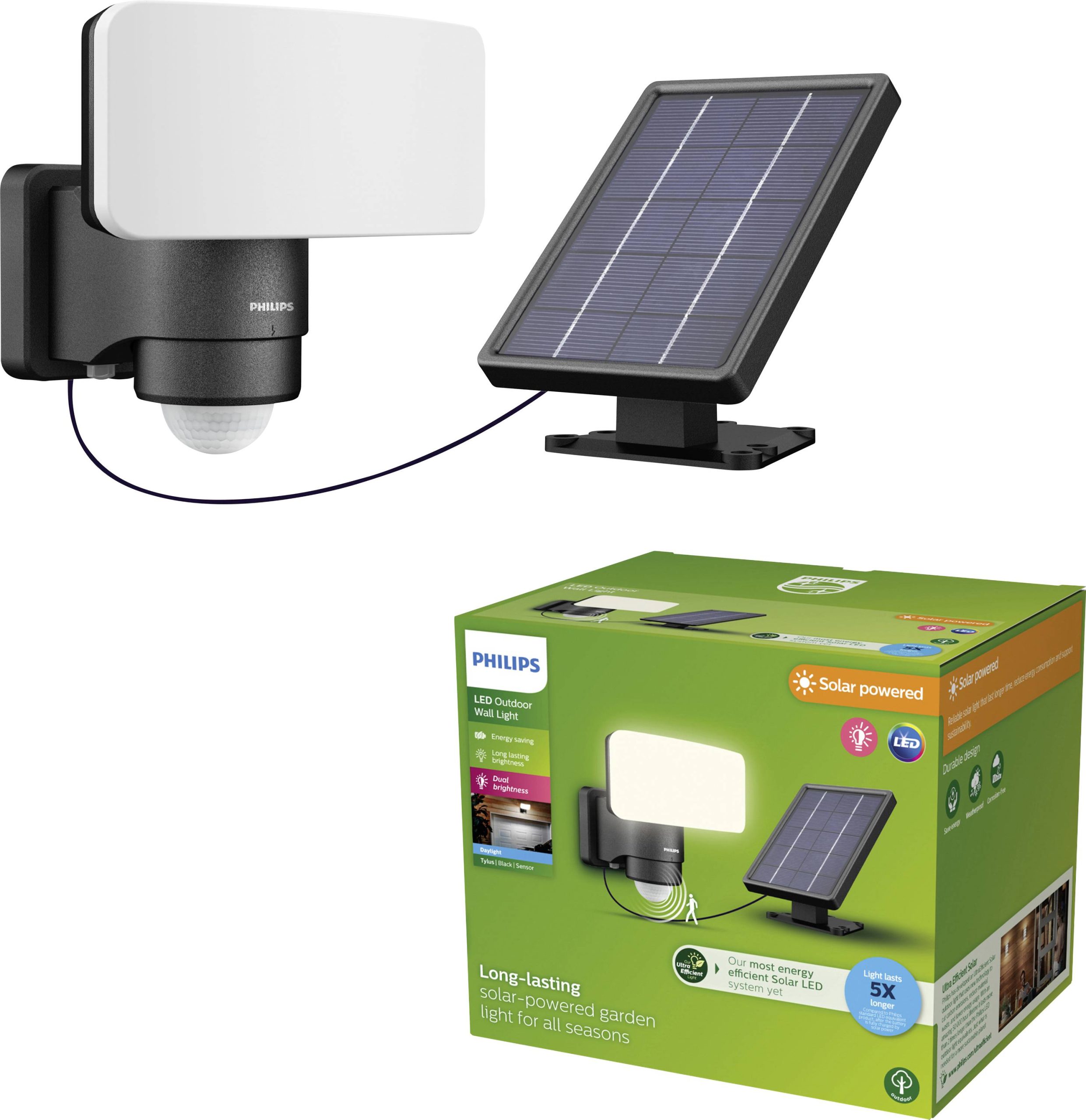 Lampa ścienna solarna z czujnikiem ruchu Philips LED Tylus 929004632401 6 W 1000.00 lm IP44 - obrazek 1