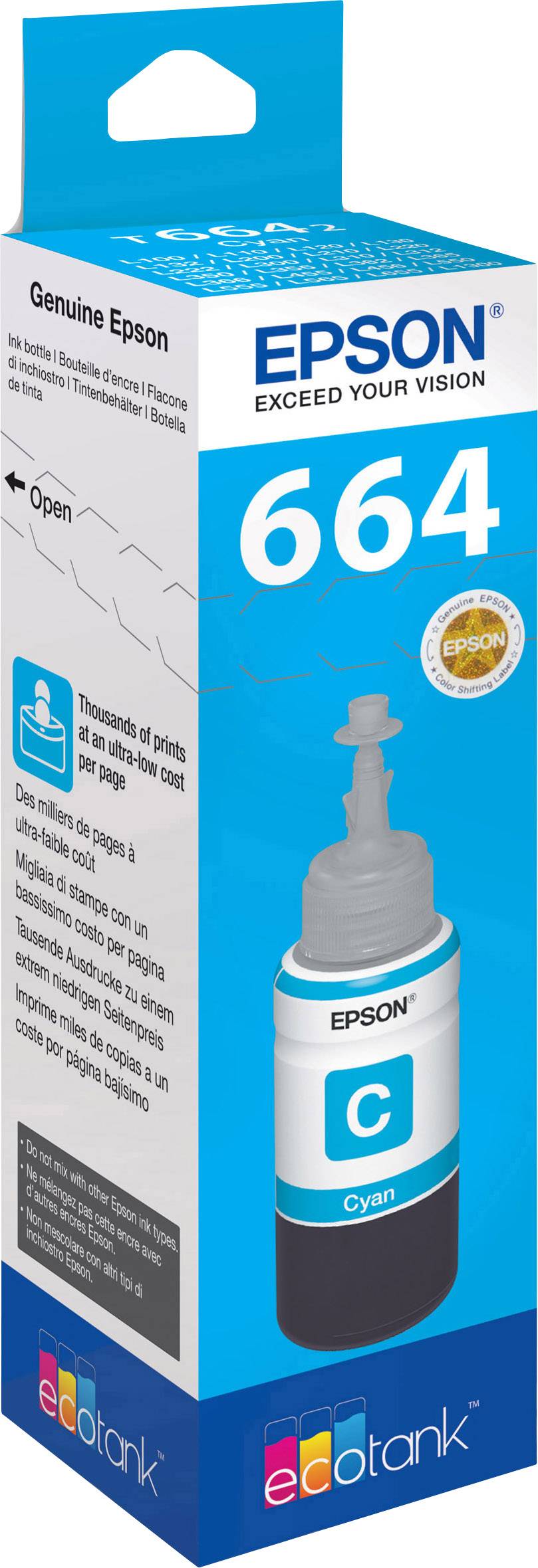Epson C 13 T 664240 664 Tusz do napełniania tusz oryginalny Epson Cyjan 1 szt. - obrazek 1