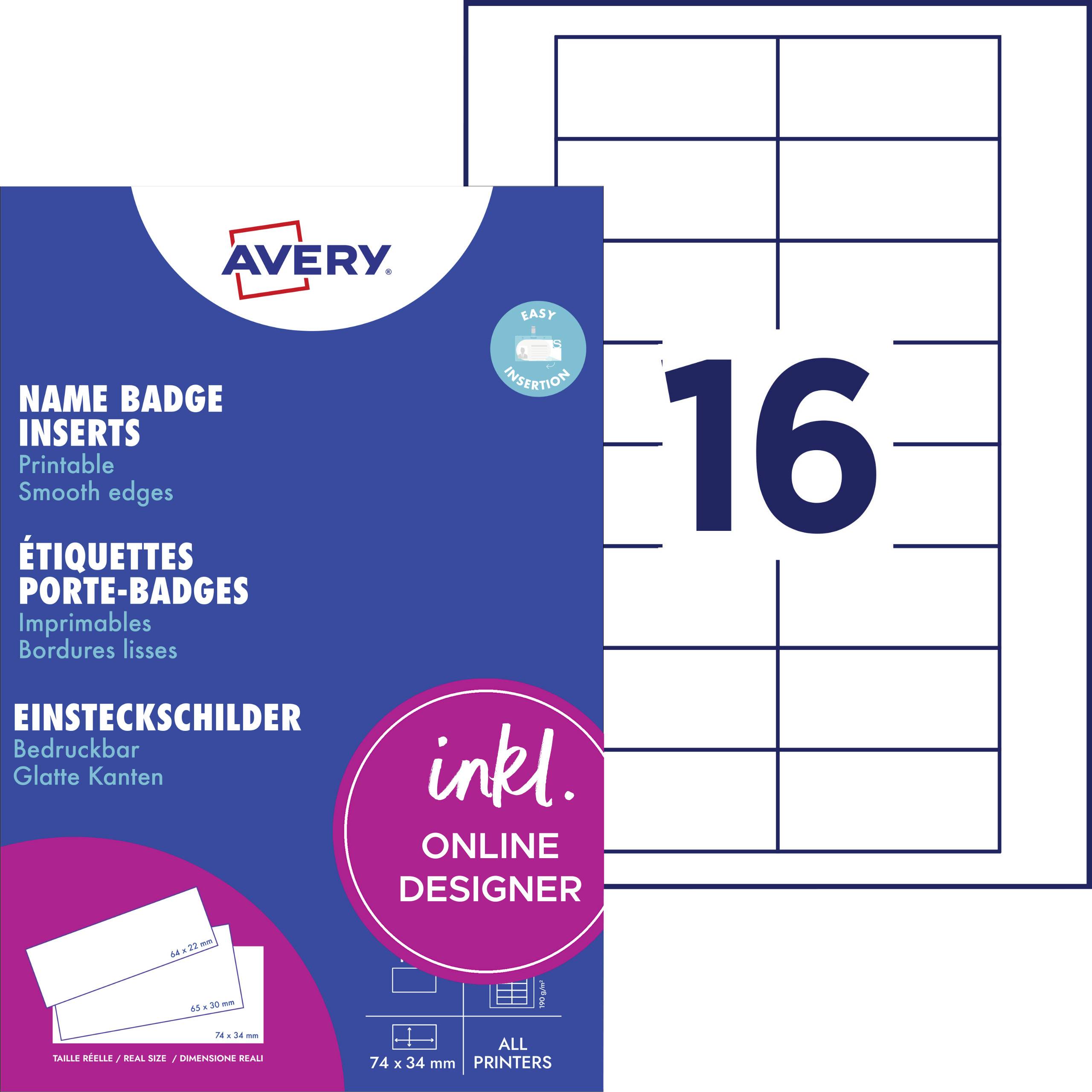 Avery-Zweckform DPC7434A-10 Wkładka etykiety 74 mm x 34 mm biały - obrazek 1