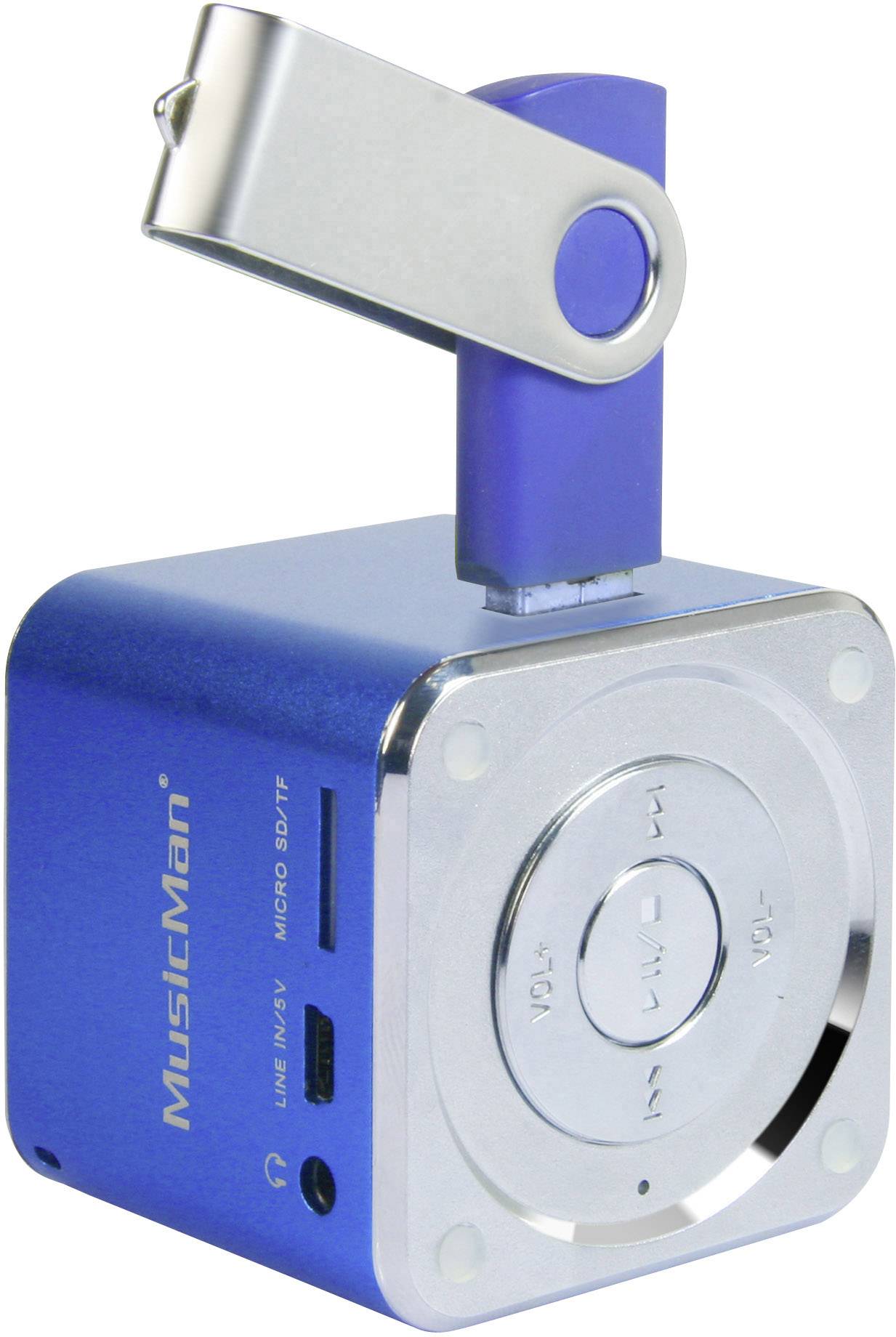 Głośnik Technaxx MusicMan Mini, microSD, AUX-IN, 3 W, 3 h pracy baterii, niebieski - obrazek 1