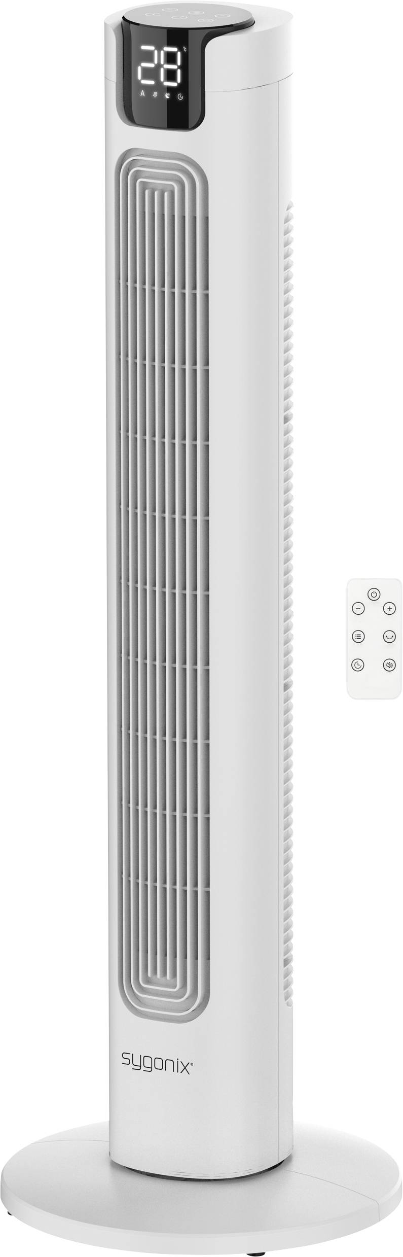 Sygonix SY-6904474 Wentylator wieżowy 50 W (Ø x W) 315 mm x 942 mm biały timer, wyświetlacz LED, oscylacje, pilot zdalne - obrazek 1
