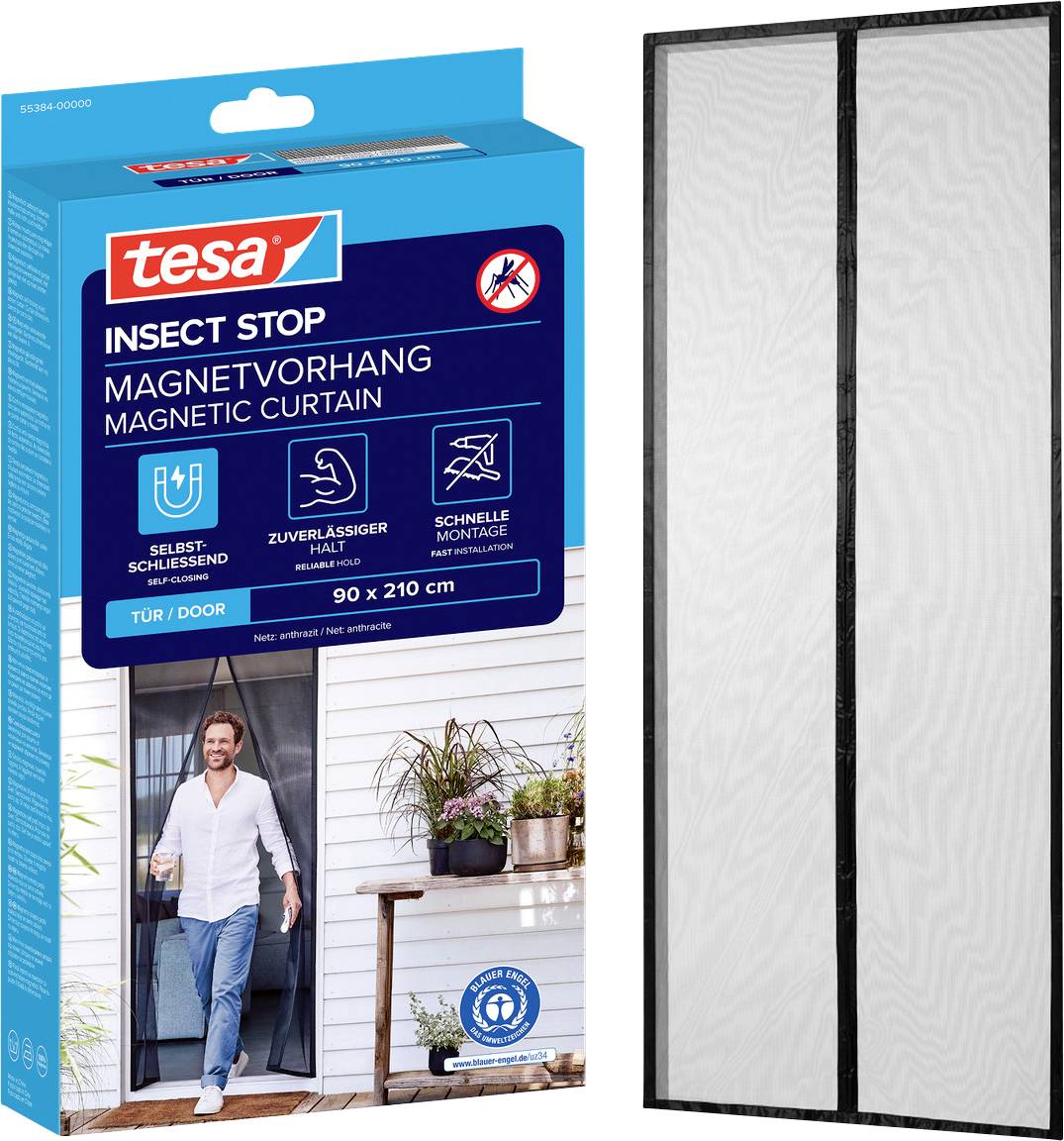 tesa Fliegengitter 55384-00000-00 Kurtyna magnetyczna (S x W) 0.90 m x 2.10 m antracytowy 1 szt. - obrazek 1