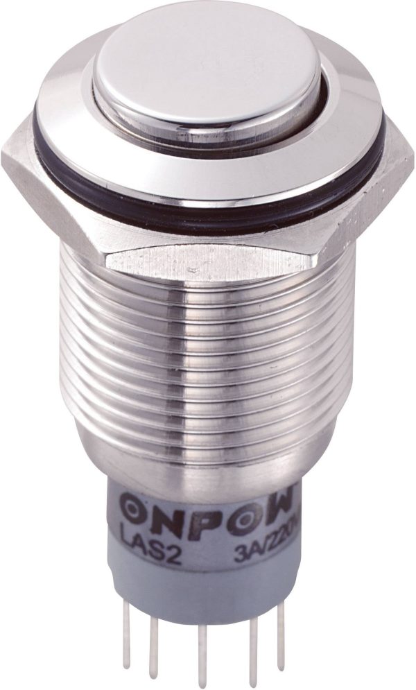 Przełącznik wciskany, wandaloodporny zatrzask TRU COMPONENTS LAS2GQH-22Z/S/P, 2 x wł/wł, IP67, 1 szt.