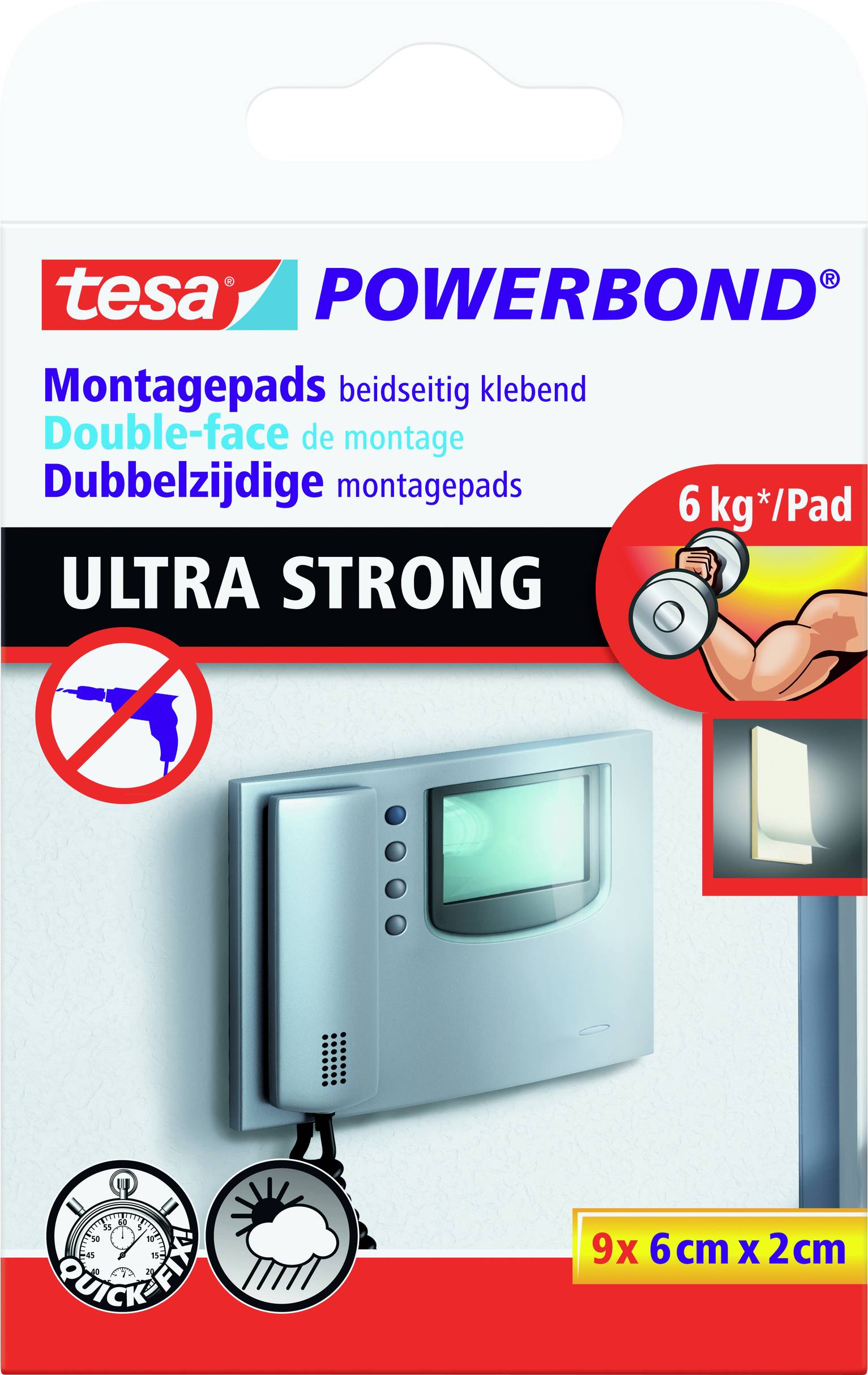 Podkładki klejące dwustronne tesa tesa® Powerbond 55790-00001-00 ULTRA STRONG (D x S) 60 mm x 20 mm 60 mm 1 szt. - obrazek 1