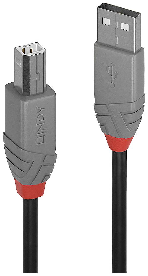 LINDY Kabel USB USB 2.0 Złącze męskie USB-A, Złącze męskie USB-B 5.00 m czarny konstrukcja okrągła 36675 - obrazek 1