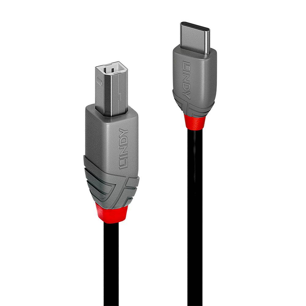 LINDY Kabel USB USB 2.0 Złącze męskie USB-C®, Złącze męskie USB-B 1.00 m czarny 36941 - obrazek 1
