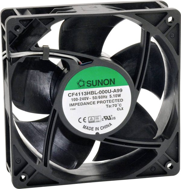 Wentylator osiowy Sunon CF4113LBL-000U-ABD, 230 V/AC, 109.22 m³/h, (D x S x W) 120 x 120 x 38 mm