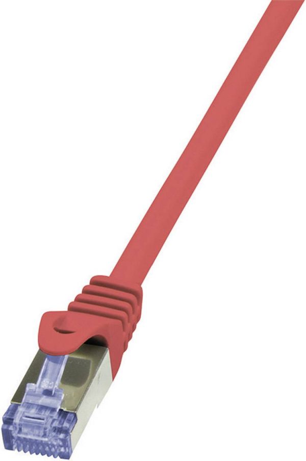 kabel LAN LogiLink CQ3024S, 1 szt., RJ45, CAT 6a, S/FTP, 0.50 m, czerwony