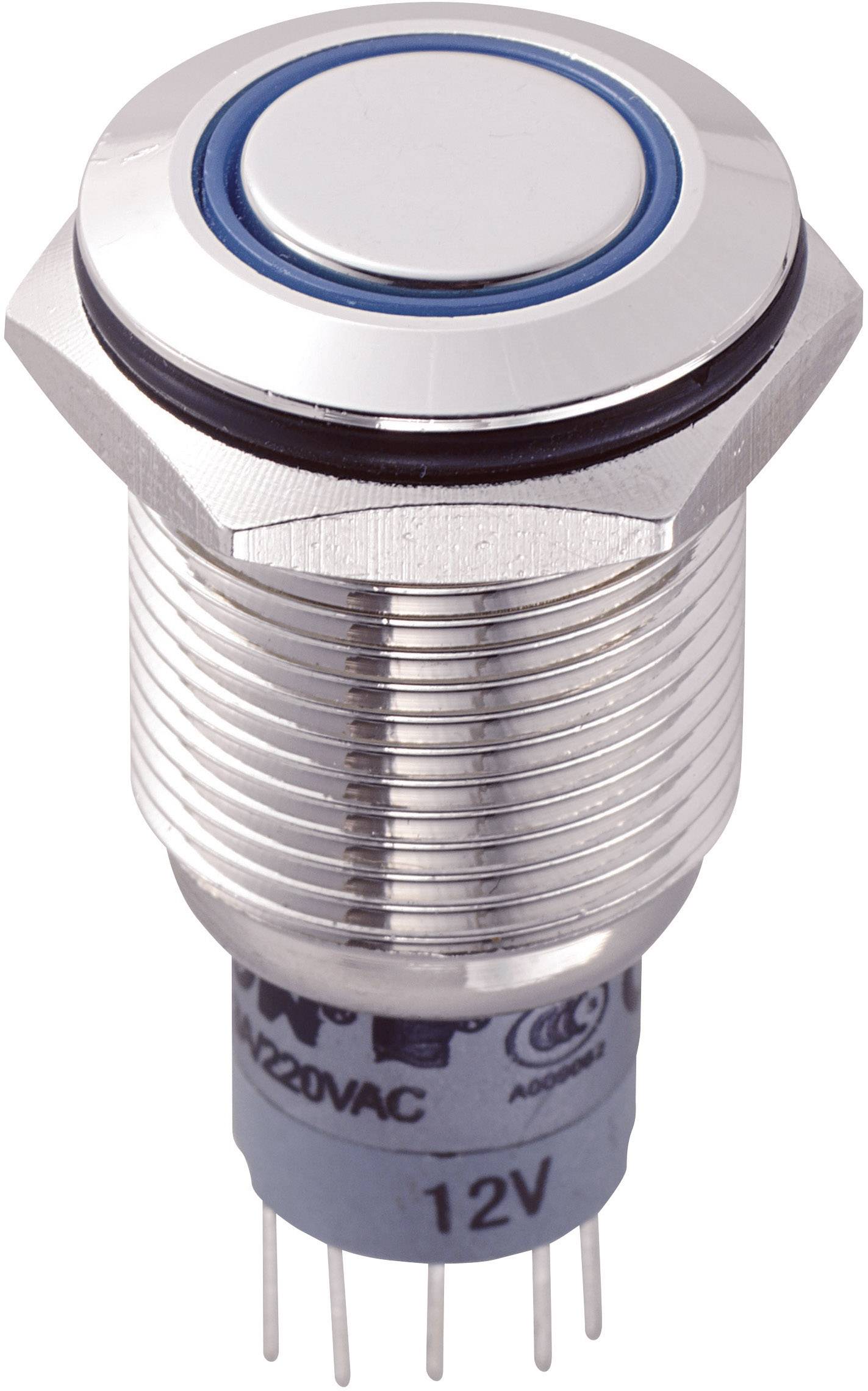 Przycisk wandaloodporny chwilowy TRU COMPONENTS LAS2GQF-22E/B/12V/N/P, 2 x wł/(wł), 1 szt. - obrazek 1