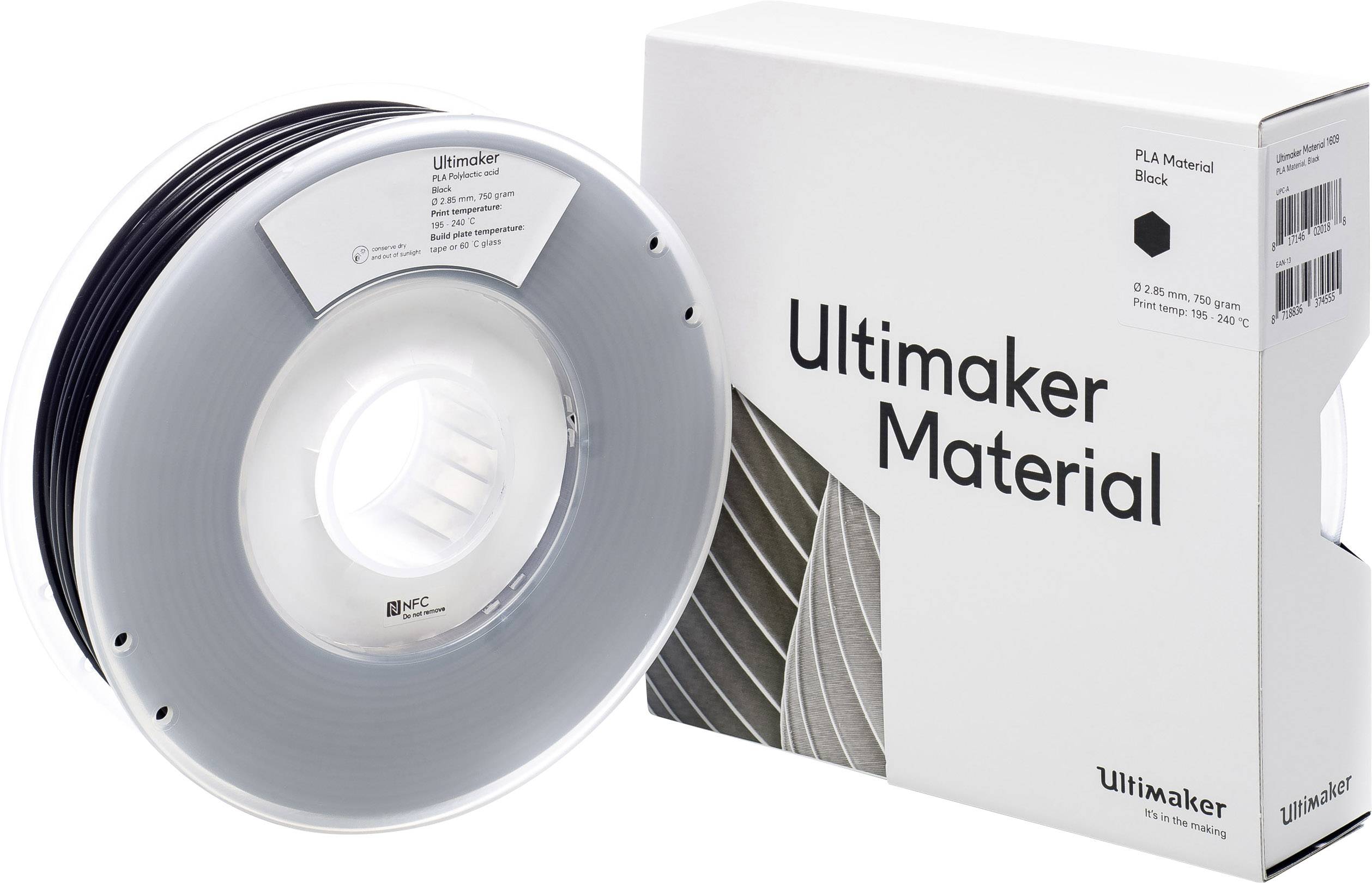 UltiMaker PLA - M0751 Black 750 - 211399 Filament do drukarek 3D PLA 2.85 mm 750 g czarny 1 szt. - obrazek 1