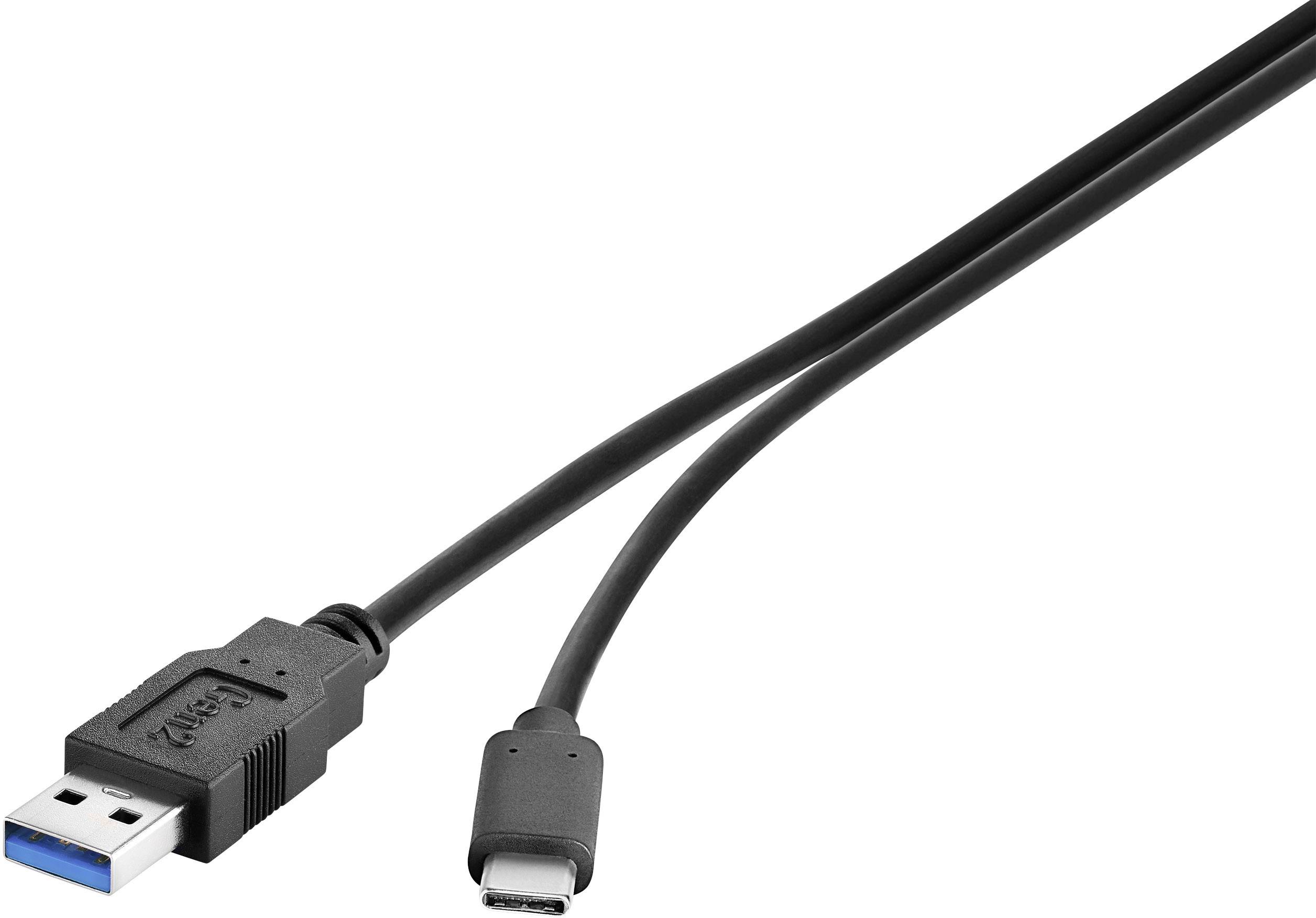Renkforce Kabel USB USB 3.2 Gen1 Złącze męskie USB-A, Złącze męskie USB-C® 0.50 m czarny styki pozłacane RF-4381077 - obrazek 1